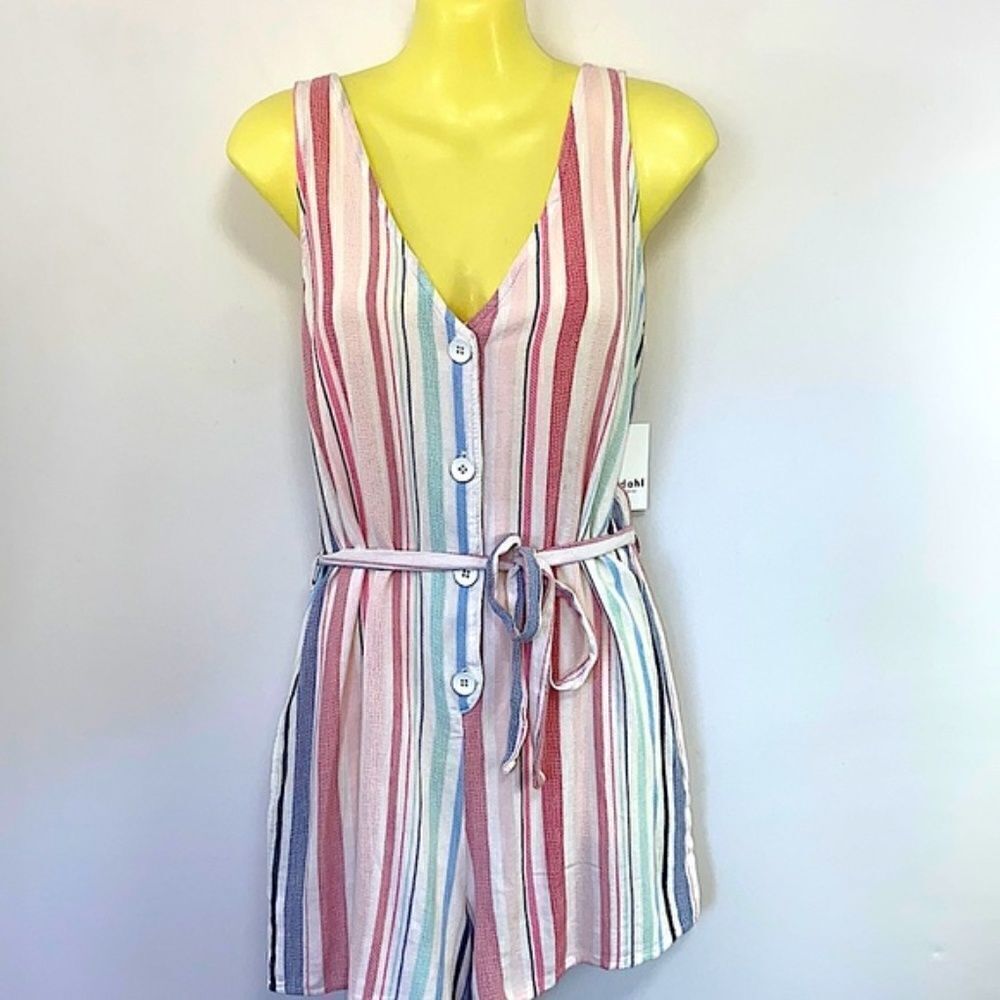 Bella Dahl Romper “ Desert Dahl” Pink White Stripe New With Tags Sz Medi… - Picture 2 of 8